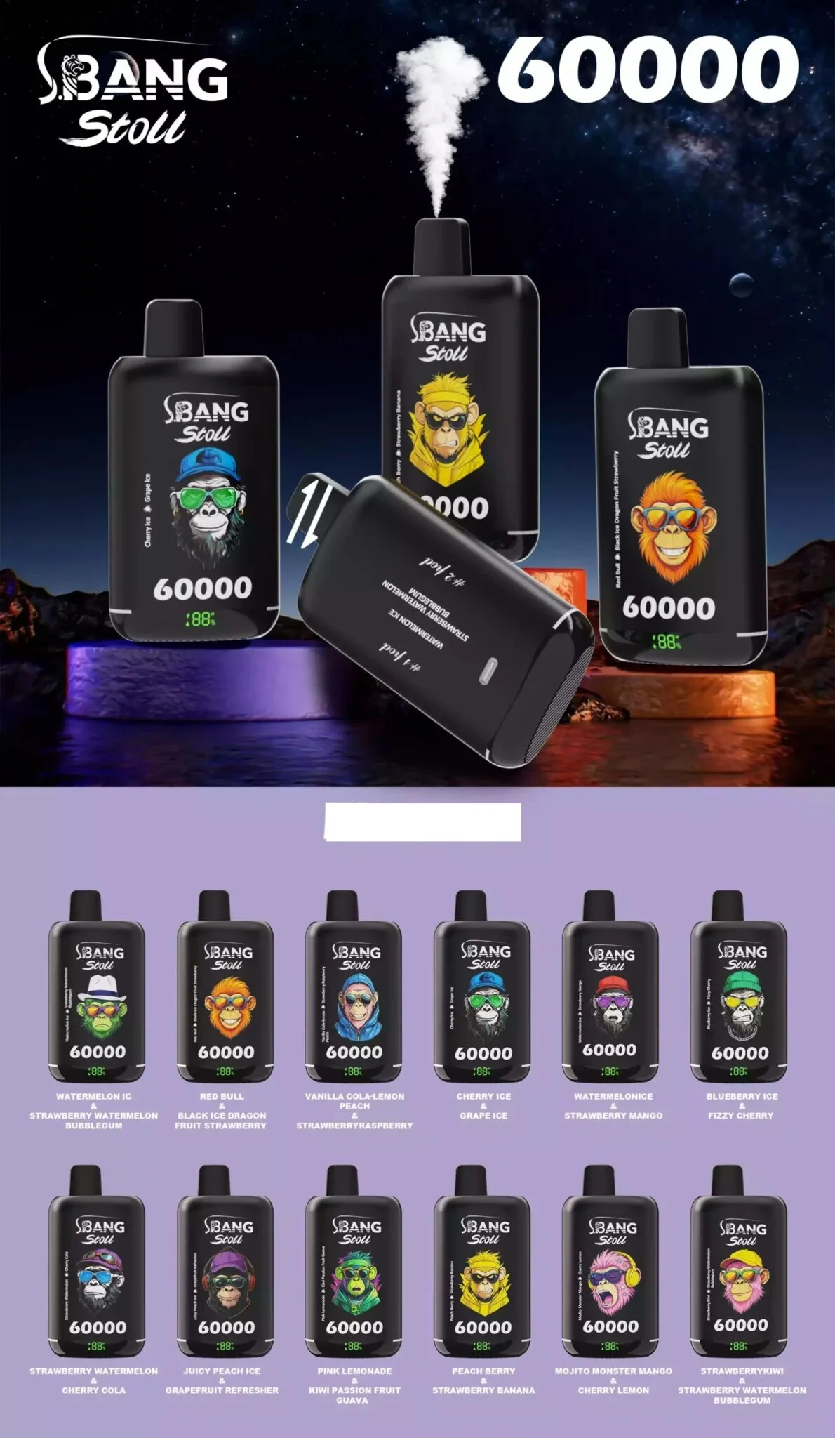 Bang Leader 60000 Puffs smaki