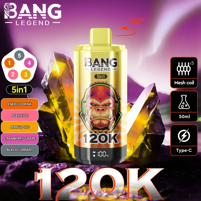 Bang-Legend-120000-120K-Puffs-5-in-1-Flavors-energy-drink-peach-ice-mango-ice-cranberry-grape-blackcurrant