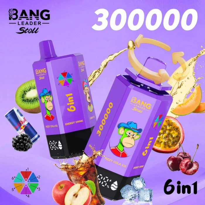 Bang_leader_stoll_300000_puffs_vape_Colaice_Energydrink_Cherryice_Melonpassionfruit_BlackberryIce_Applekiwi