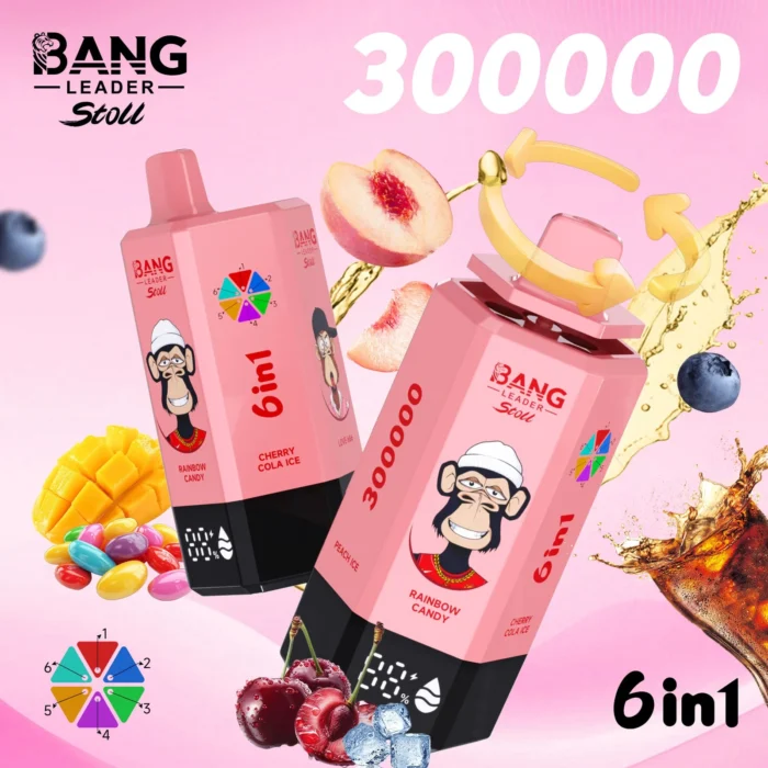 Bang_leader_stoll_300000_puffs_vape_RainbowCandy_CherryColaIce_Love666_MangoIce_BlueberryCottonCandy_PeachIce