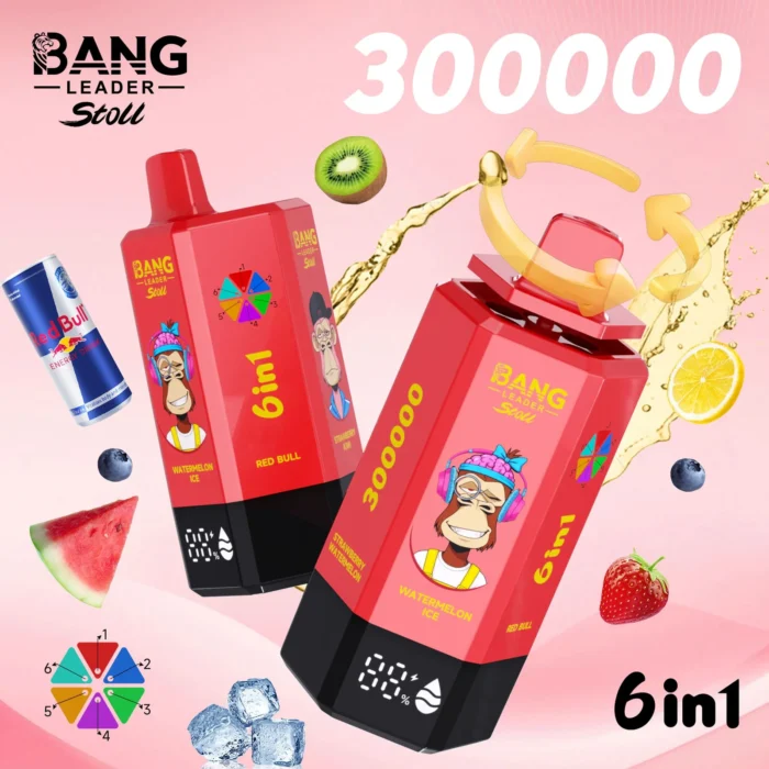 Bang_leader_stoll_300000_puffs_vape_WatermelonIce_Red_Bull_Strawberry_Kiwi_BlueberryIce_Lemon_Lime_Strawberry_Watermelon