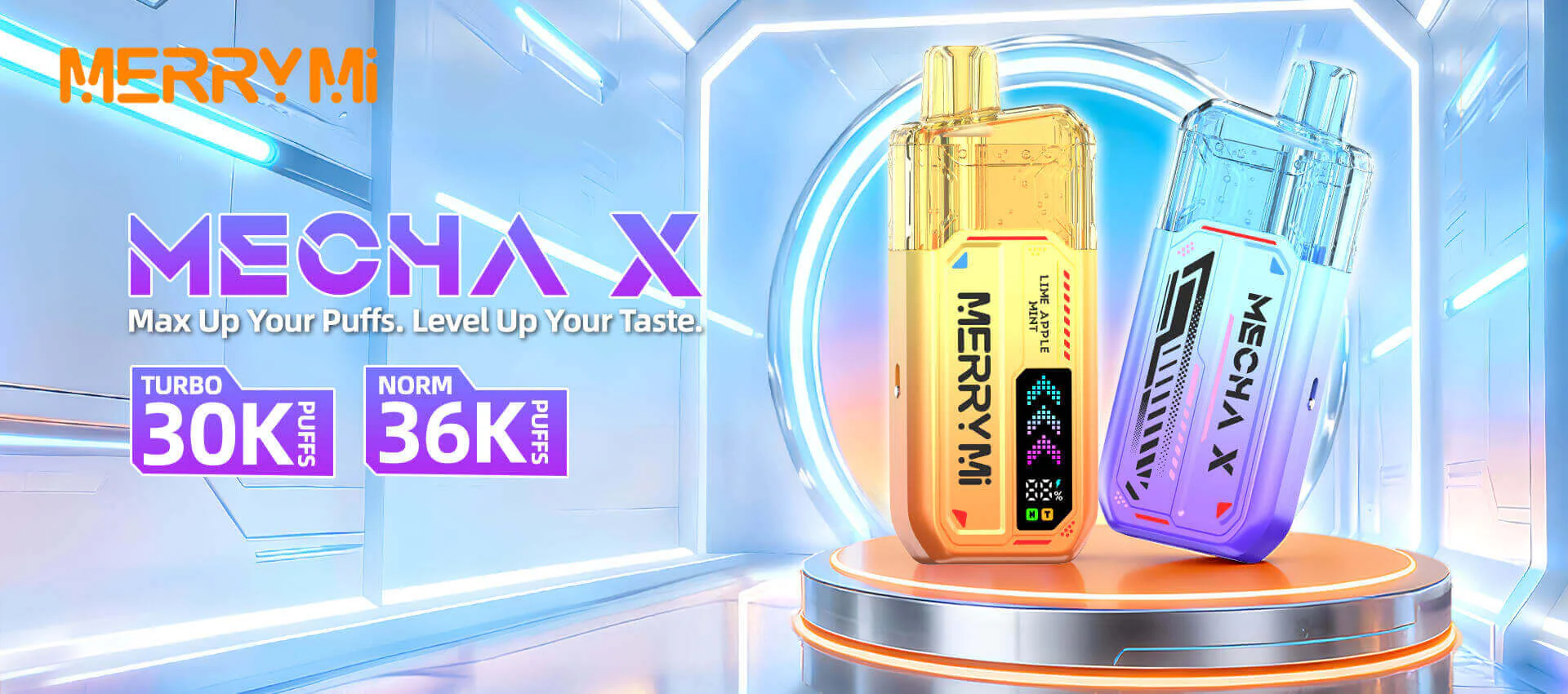 Merry Mi MECHA X 36000 Puffs – jednorazowy vape z wyświetlaczem HD i Dual Mesh Coil