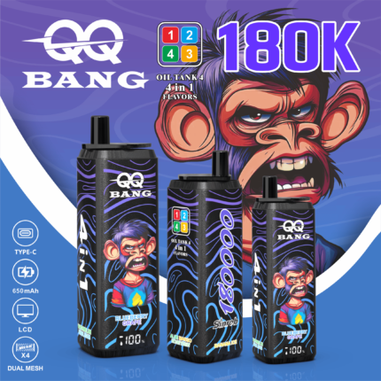 QQ Bang 180K Puffs - zestaw smakow Banana Ice / Watermelon / Bubblegum / Blueberry / Grape / Aloe / Mango / Melon